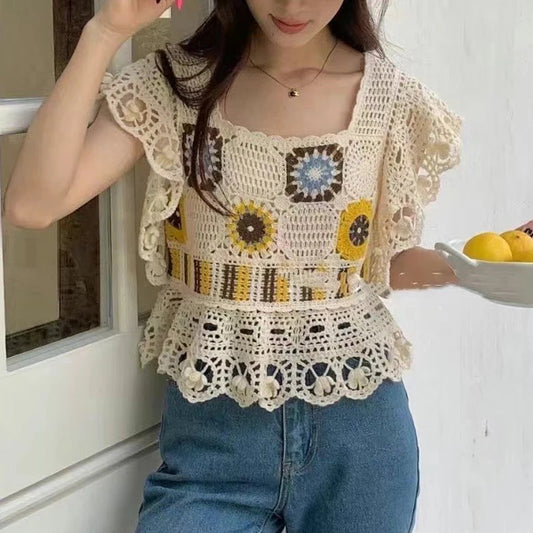 Crochet Lace Square Blouse